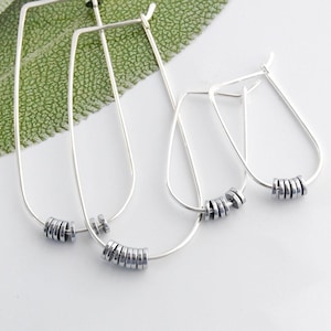 Silver Hoop Earrings,Hammered Silver Hoops,Hammered  Earrings,Silver Hoops,Large Silver Hoops,Modern Silver Hoops,Medium Hoops,Handmade USA