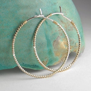 Mixed Metal Hoops,Mixed Metal Earrings,Silver Hoop Earrings,Two Tone Earrings,Silver Hammered Hoops,Gold and Silver Earrings,Silver Hoops