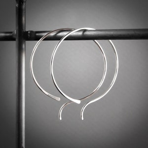 Hammered Sterling Silver Earrings,Hammered Hoops,Silver Threaders,Hammered Earrings,Silver Hammered Earrings,Modern Silver Earrings,Hoops