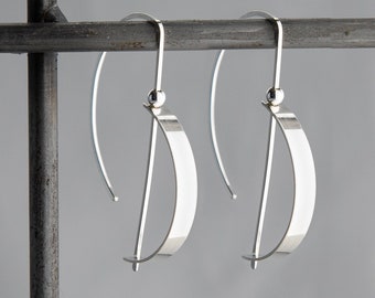 Sterling Silver Earrings,Silver Hoop Earrings,Silver Hoops,Medium Silver Hoops,Modern Silver Earrings,Geometric Earrings,Edgy Hoops