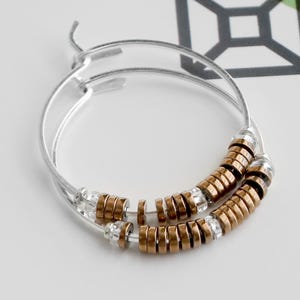 Silver and Bronze Hoops,Mixed Metal Earrings,Silver Hoop Earrings,Silver Hammered Hoops,Small Silver Hoops,Large Silver Hoops,Handmade USA