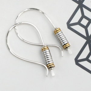 Mixed Metal Earrings,Silver and Gold Earrings,Mixed Metal Hoops,Gold Earrings,Modern Earrings,Gold and Silver Earrings,Two Tone Hoops,USA