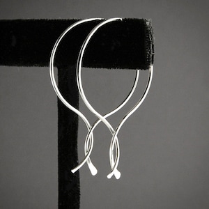 Sterling Silver Hammered Hoop Earrings, Modern Minimalist Design,Handmade USA
