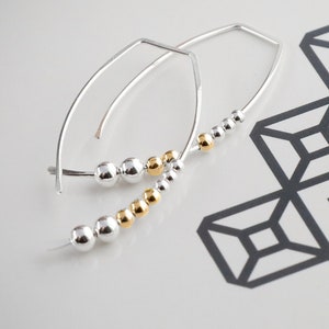Silver and Gold Earrings,Mixed Metal Earrings,Silver Hoop Earrings,Sterling Silver Earrings,Silver Earrings,Handmade USA,Two Tone Earrings