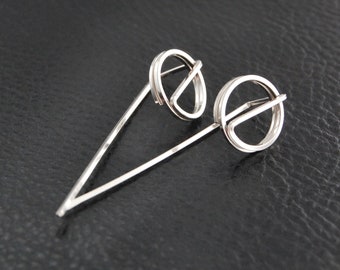 Boucles d'oreilles uniques en argent sterling : boucles d'oreilles minimalistes modernes faites main États-Unis