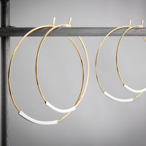 Gold Hoop Earrings,Mixed Metal Hoops,Modern Gold Hoops,Mixed Metal Earrings,Gold and Silver Hoops,Large Gold Hoops,Modern Hoop Earrings