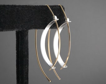 Silver and Gold Earrings,Mixed Metal Earrings,Two Tone Earrings,Silver and Gold Hoops,Modern Hoops Earrings,Mixed Metal Hoops,Unique Hoops