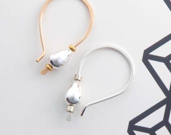 Mixed Metal Earrings Silver and Gold Earrings Two Tone Hoops Small Modern Earrings Handmade USA