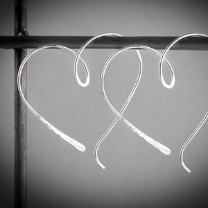 Silver Heart Hoop Earrings,Large Heart Hoops,Hammered Hoops,Hammered Heart Hoops,Silver Hammered Hoops, Silver Hoop Earrings,Medium Hoops