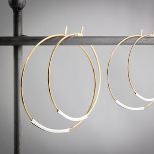 Gold Hoop Earrings,Mixed Metal Hoops,Modern Gold Hoops,Mixed Metal Earrings,Gold and Silver Hoops,Large Gold Hoops,Modern Hoop Earrings