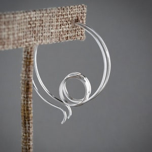 Sterling Silver Hoop Earrings, Hammered Hoop Earrings,Silver Hoops,Modern Hoop Earrings,Circle Earrings,Minimalist Earrings,Handmade USA