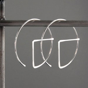 Silver Hoop Earrings,Modern Hoop Earrings,Unique Hoops,Medium Hoop Earrings,Minimal Earrings,Silver Hoops,Geometric Earrings,Sterling Hoops