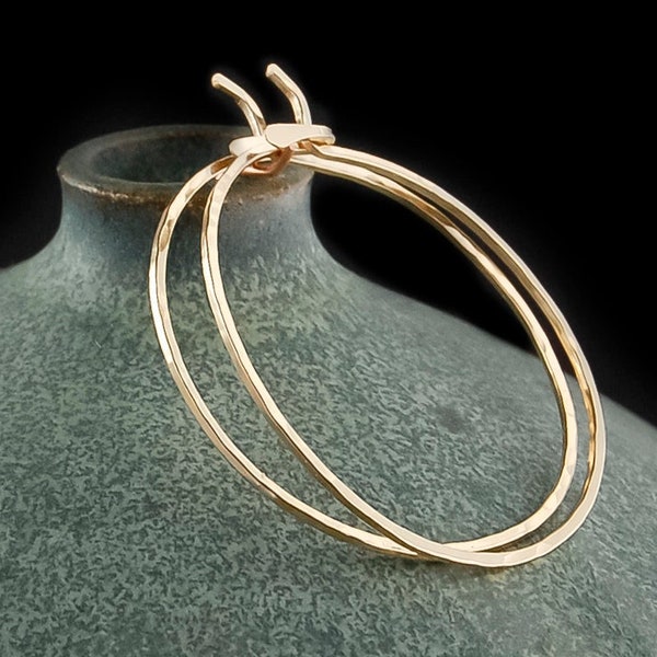 Gold Hammered Hoop Earrings, Classic Gold Hoops,Handmade Textured Gold Hoops,14K Gold Filled,USA