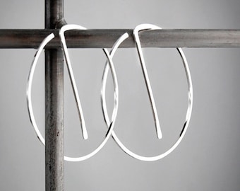 Sterling Silver Hoop Earrings,Medium Hoop Earrings,Silver Hoops,Modern Hoops,Minimalist Earrings,New Hoops,Handmade USA,Edgy Earrings