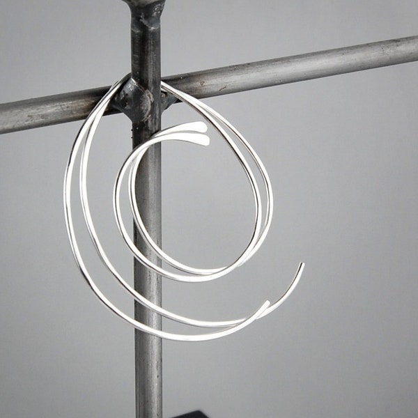 Sterling Silver Hoops,Silver Hoops,Spiral Hoops,Hammered Hoops,Spiral Earrings,Hammered Earrings,Medium Hoop Earrings,Large Silver Hoops