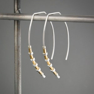 Silver and Gold Earrings,Mixed Metal Earrings,Silver Hoops,Gold and Silver Earrings,Two Tone Earrings,Mixed Metal Hoops,Modern Hoops Earring