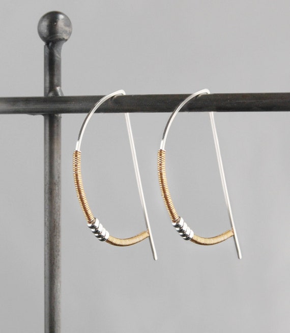 Gold Hoop Earrings,Silver Hoop Earrings,Mixed Metal Hoops,Mixed Metal Earrings,Gold and Silver Earrings,Modern Hoops,Hammered Hoop Earrings