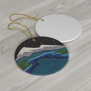 Mountain Ornament for outdoor lovers Sawtooth Mountains Starry Night Ornament Christmas Gift for hiker