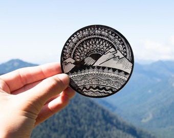 Adesivo Mandala Appalachian Mountain Trail para garrafa de água, Adesivo Appalachian para Cooler, Decalque Appalachian Mountain para Stanley Cup