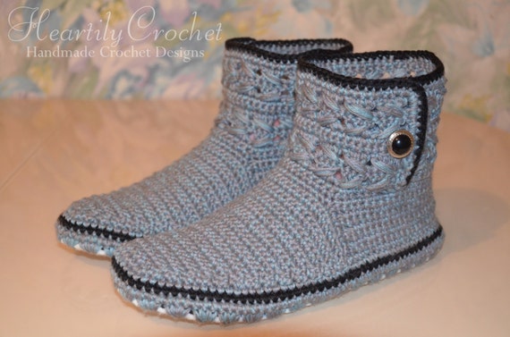 Wool Crochet Slippers Crochet Slipper Boots Wool House | Etsy