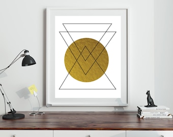 Triángulo, para imprimir póster, oro geométricas para imprimir, impresión domicilio arte, pared abstracto arte moderno descarga DIGITAL instantánea, mínima