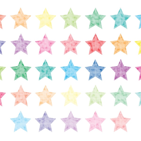 33 Watercolor Stars Cliparts, Instant Download