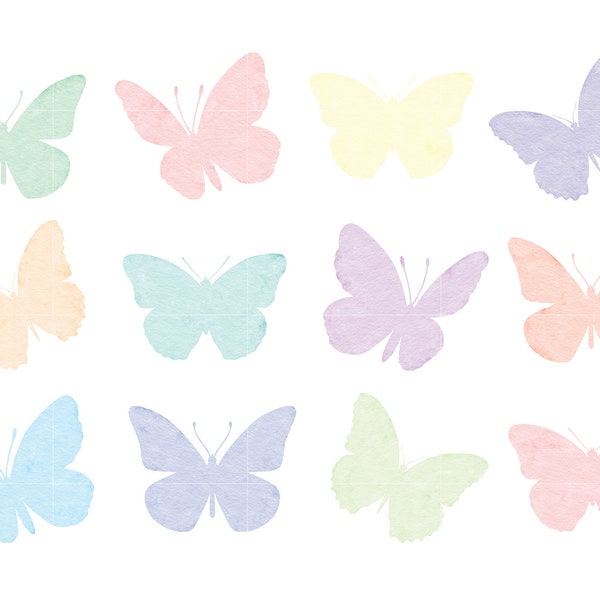 12 Aquarell Schmetterling Cliparts, Sofort Download