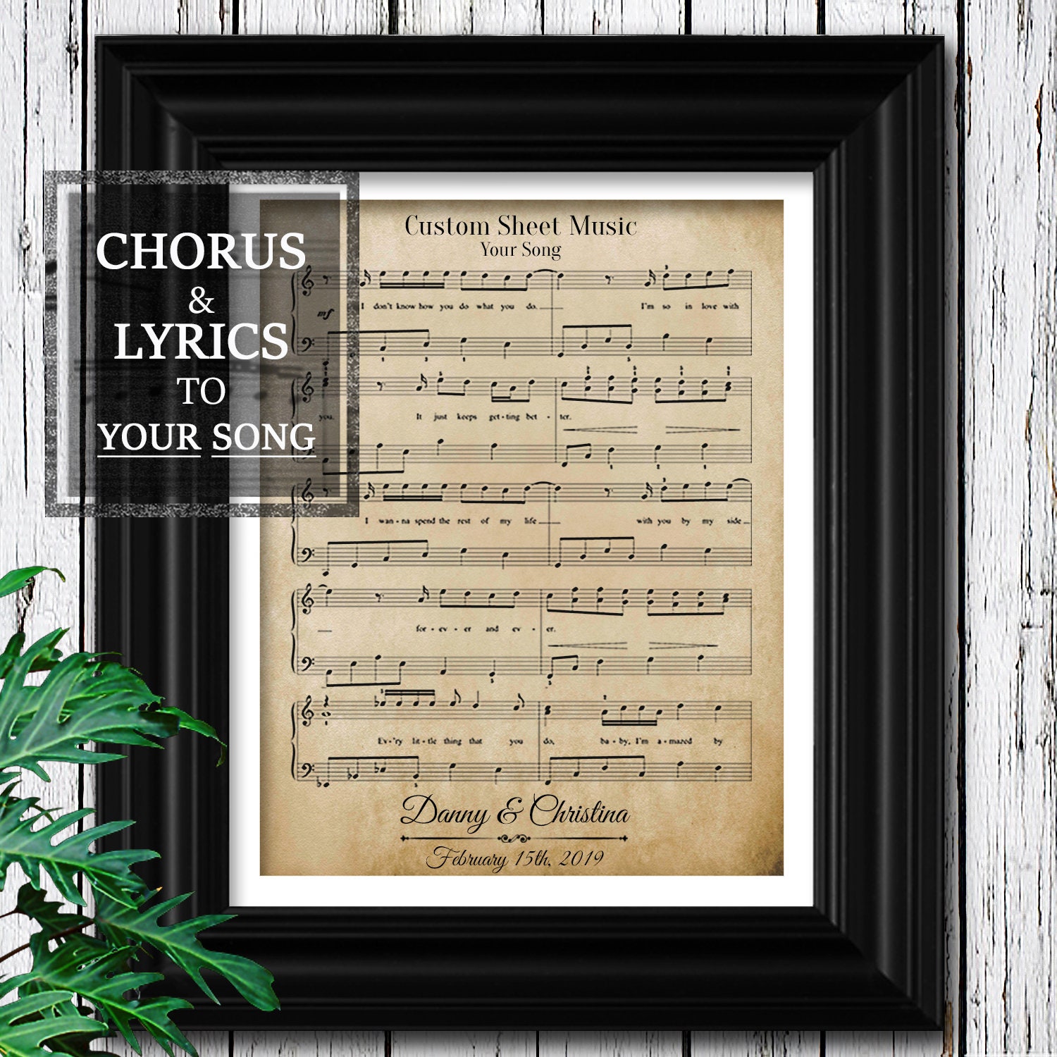 YOUR WEDDING SONG | Sheet Music on Velvet Paper | 10th Anniversary Gi…