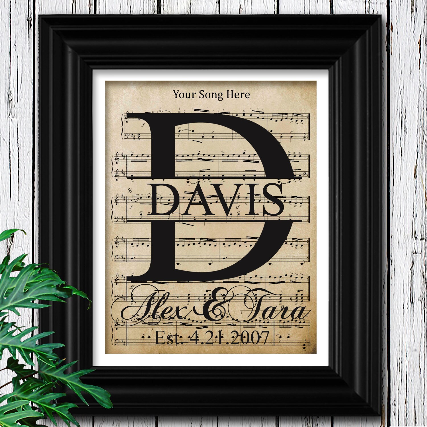 Personalized Sheet Music Art | Wedding Gift Last Name Established | R…