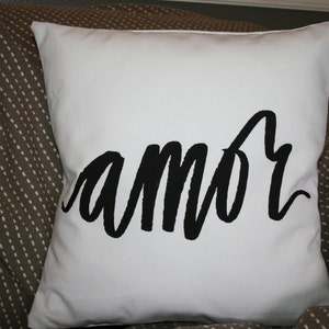 Amor Pillow, Love Pillow, Decorative Pillow, Whimsical Pillow, Valentine Pillow, Almohada en espanol, 16x16 Pillow