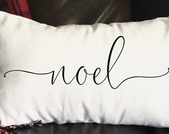 Noel Pillow, Christmas Pillow, Throw Pillow, Decorative Pillow, Gift Pillow Whimsical Pillow, Holiday Pillow, 12x16 Pillow,