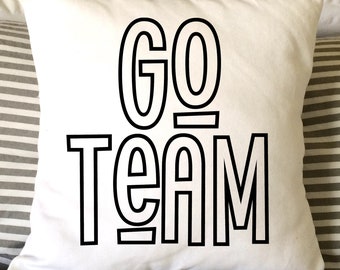 Go Team Pillow, Football Pillow, Sport Pillow, Team Pillow, Teen Pillow, Child Pillow, Decorative Pillow, Throw Pillow, 16x16, Baseball