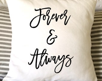 Valentine Pillow, Forever & Always Pillow, Love Pillow, Decorative Pillow, Throw Pillow, Burlap Pillow, 16x16 Pillow, Gift Pillow