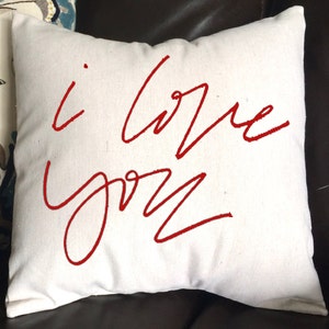 Valentine Pillow, I Love You Pillow, Burlap Pillow, Decorative Pillow, Handlettered, Nursery Pillow, Fiance Pillow, Anniversary Pillow image 2