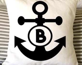 Anchor Pillow, Decorative Pillow, Throw Pillow, 16x16 Pillow, Burlap or Canvas Pillow, Gift Pillow, Nautical Pillow