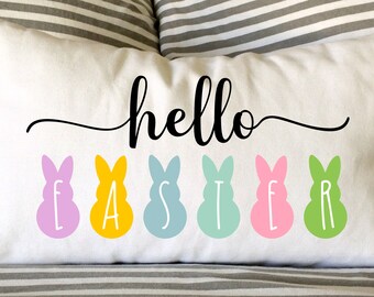 Easter Pillow, Hoppy Easter Pillow, Spring Pillow, Decorative Pillow, Gift Pillow Whimsical Pillow, Holiday Pillow, 12x16, Burlap Pillow