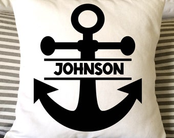 Anchor Pillow, Decorative Pillow, Throw Pillow, 16x16 Pillow, Burlap or Canvas Pillow, Gift Pillow, Nautical Pillow