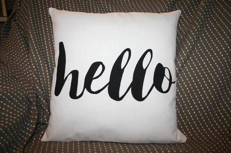 Hello Pillow Decorative Throw Pillow Pick Your Color Etsy