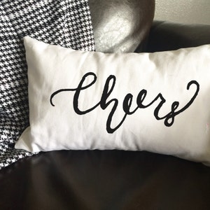 Cheers Pillow, New Year's Pillow, Decorative Pillow, Gift Pillow Whimsical Pillow, Holiday Pillow, 12x16