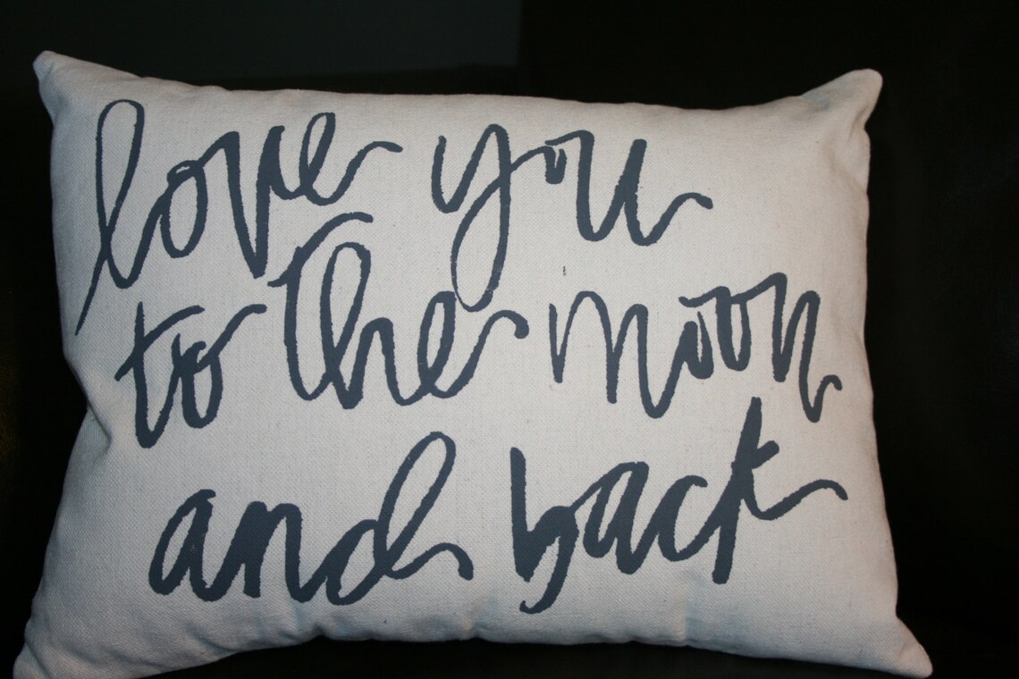 Moon and Back Burlap Pillow Nursery Pillow Love You Pillow Etsy
