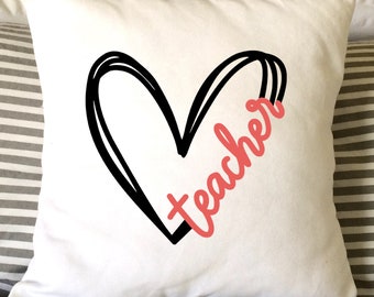 Teacher Pillow, Teacher Appreciation, Best Teacher Ever, Decorative Pillow,  Throw Pillow,  Thank You Pillow, Teacher Thank You 16x16 Pillow