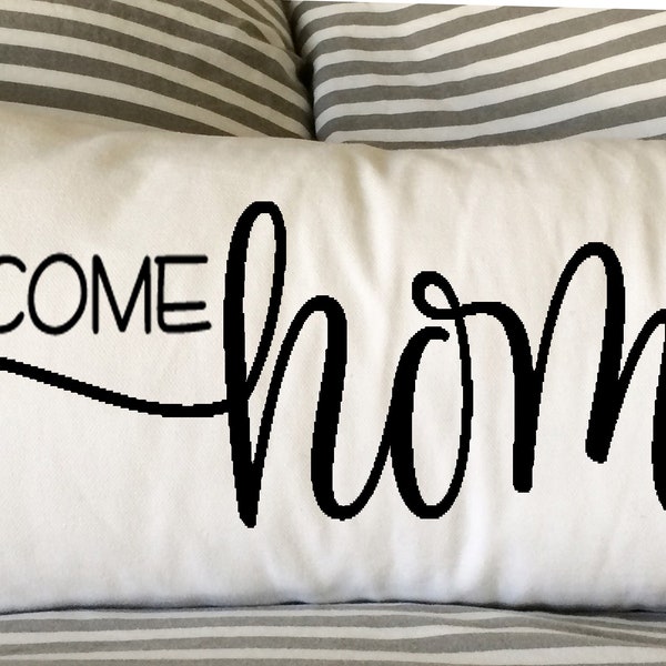 Welcome Home Pillow, 12x24 Lumbar, Housewarming Gift, Burlap Pillow, Wedding, New Home Gift, Gift Pillow, Christmas