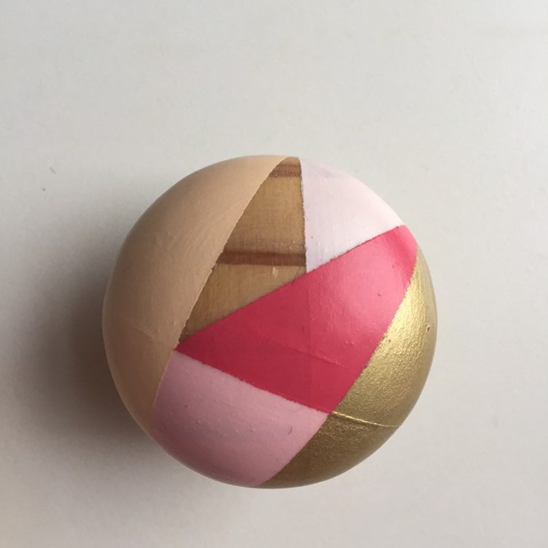 peach Hand painted colourful pinks Cherry Blossom homewares sustainable gifts gold /& wood colourful geometric door knobshandles