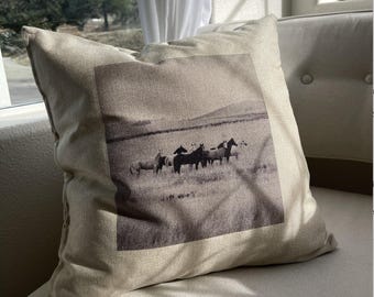 Western Style Throw Pillows | Horse Throw Pillow | Cowboy Home Decor | Ranch Style Home Decor | Western Home Decor | Custom Throw Pillow |