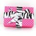 Gift Box, Single, Minnie Mouse Inspired, Pink Polka-Dot with Zebra Print Bow Embellishment
