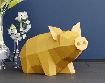 Download 3d Papercraft Pig Etsy