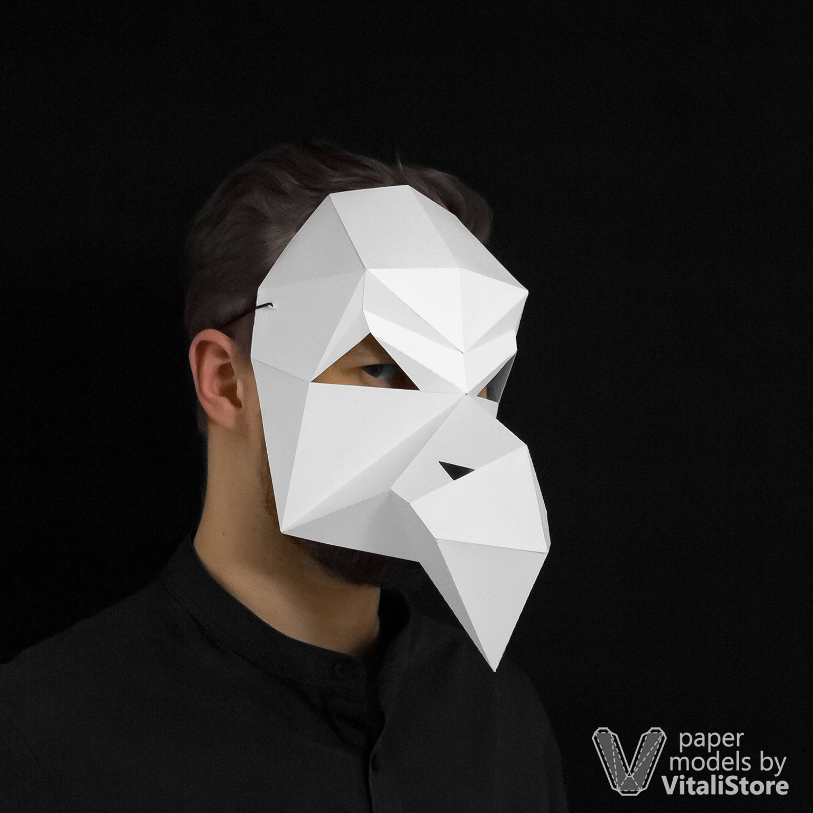3D Origami Mask Papercraft Mask Vulture Mask Vulture Low | Etsy