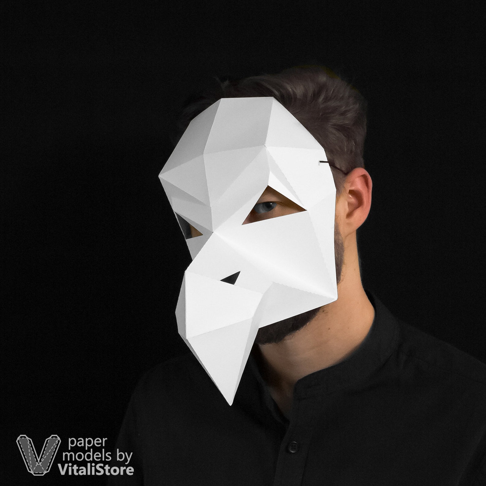 3D Origami Mask Papercraft Mask Vulture Mask Vulture Low Etsy