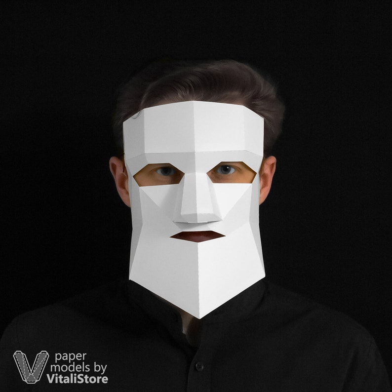 3D Papercraft Bearded Man Mask Man Paper Craft Mask 3D | Etsy