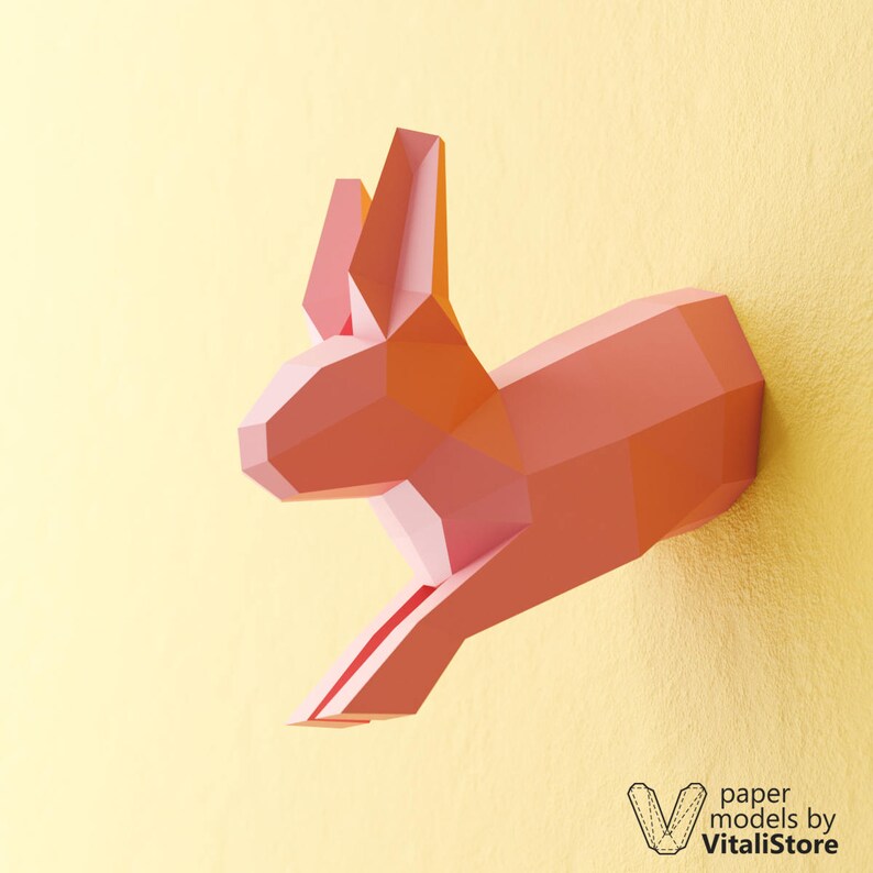 Bunny Paper Craft PDF Pattern Easter Bunny Papercraft 3D Rabbit Jumping Bunny 3D Origami DIY Gift PDF Papercrafting 3D Papercraft Bunny